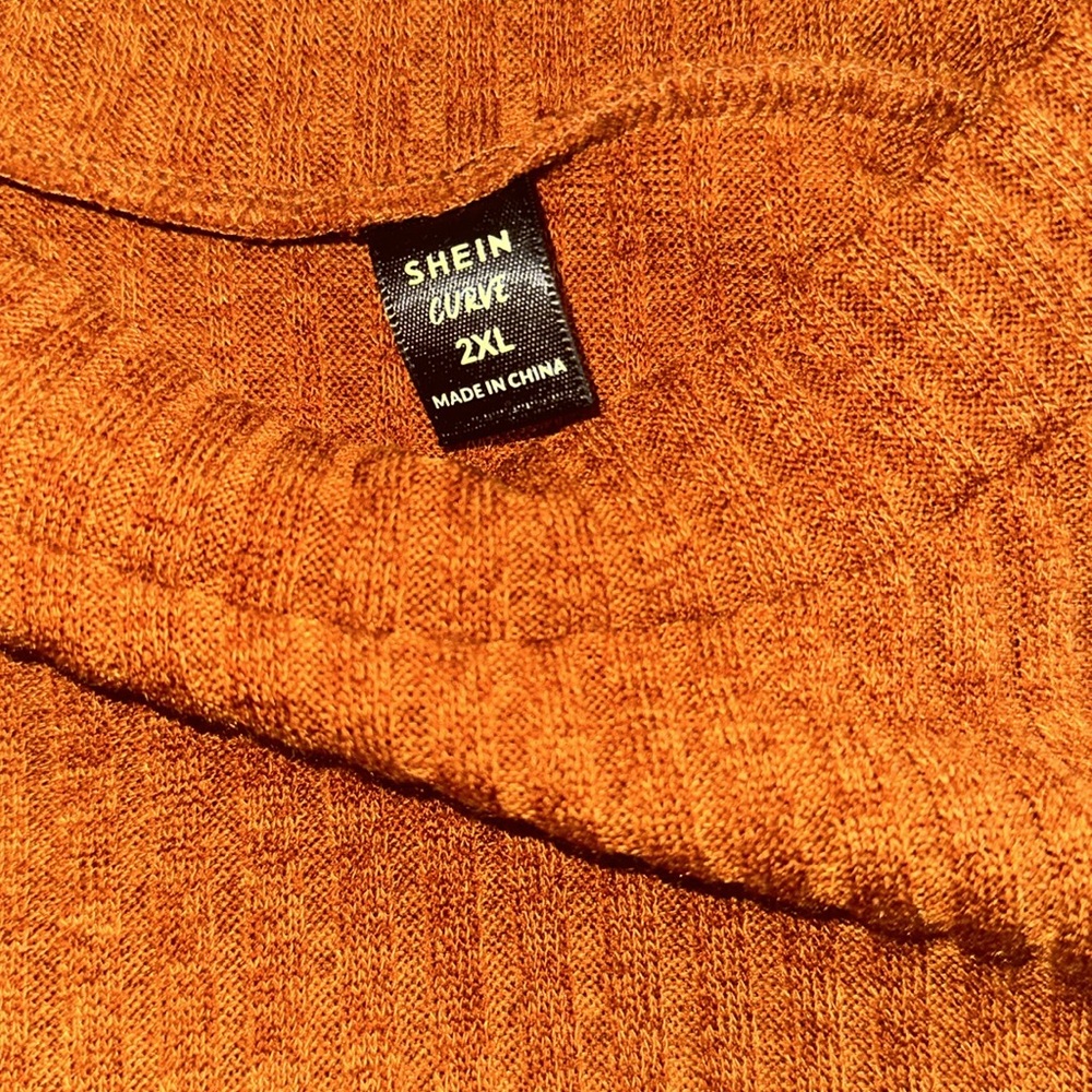SHEIN Rust Ribbed Two-Piece Skirt Set - Picture 3 of 4